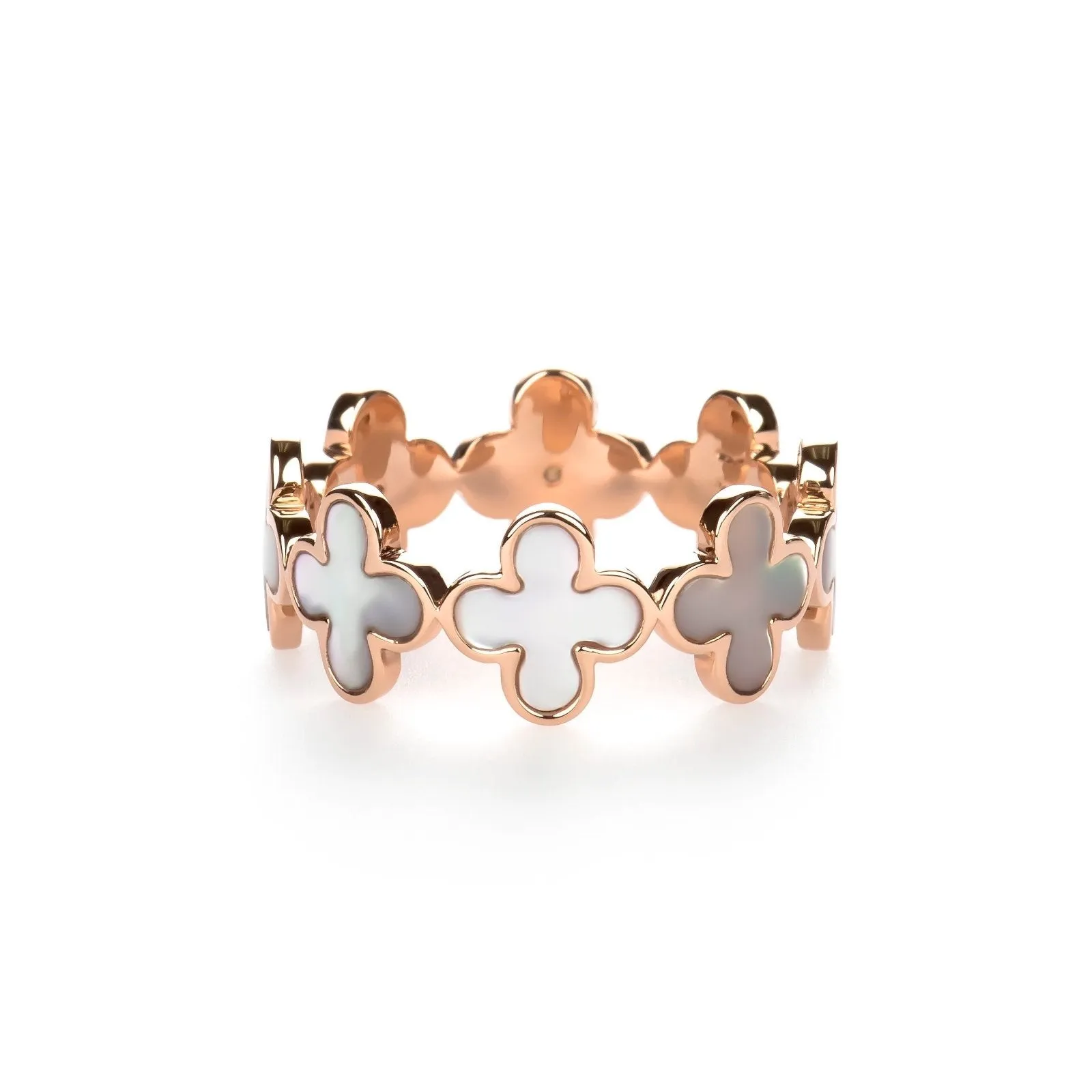 Mother of Pearl Clover Eternity Ring