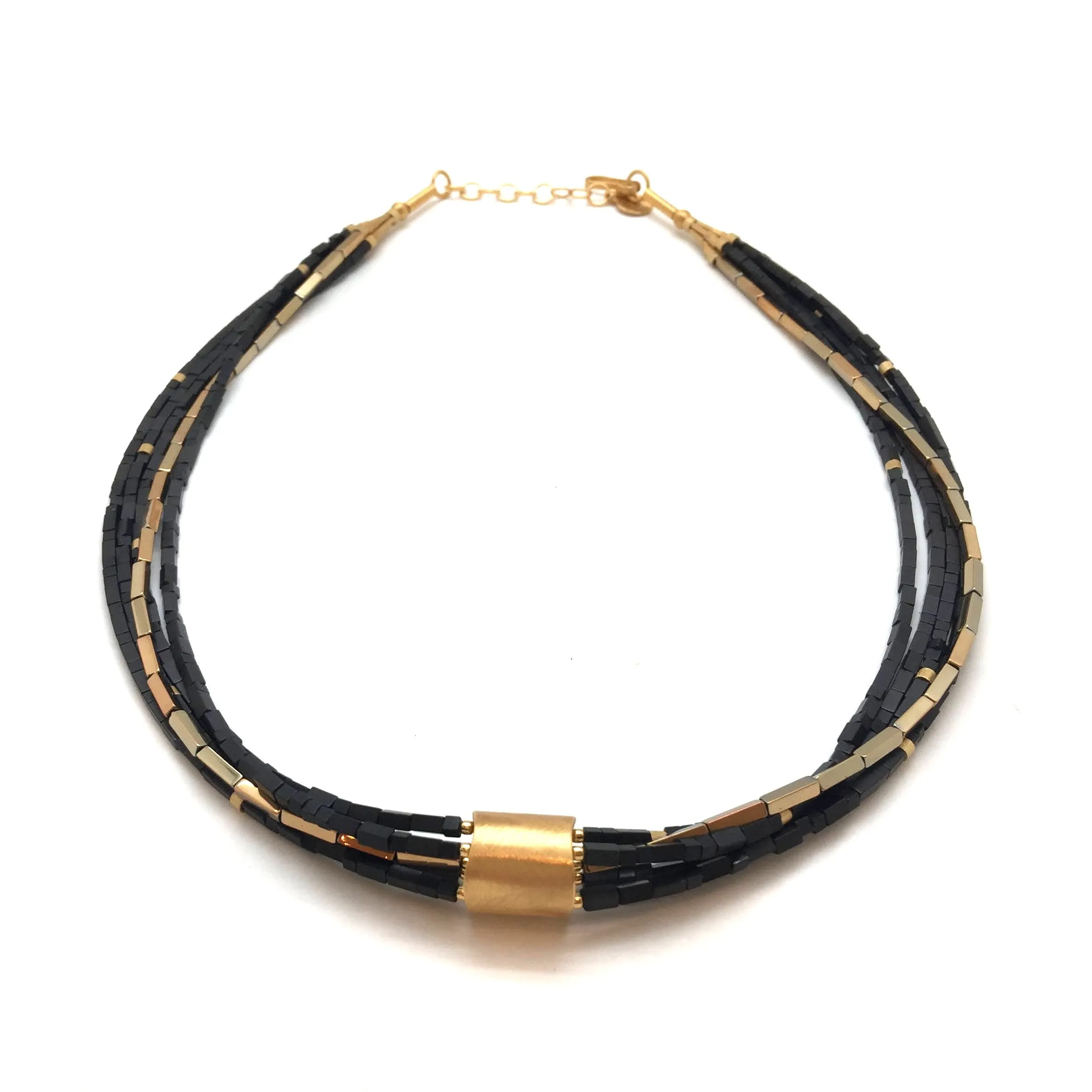 Multi-Strand Necklace with Gold Accent