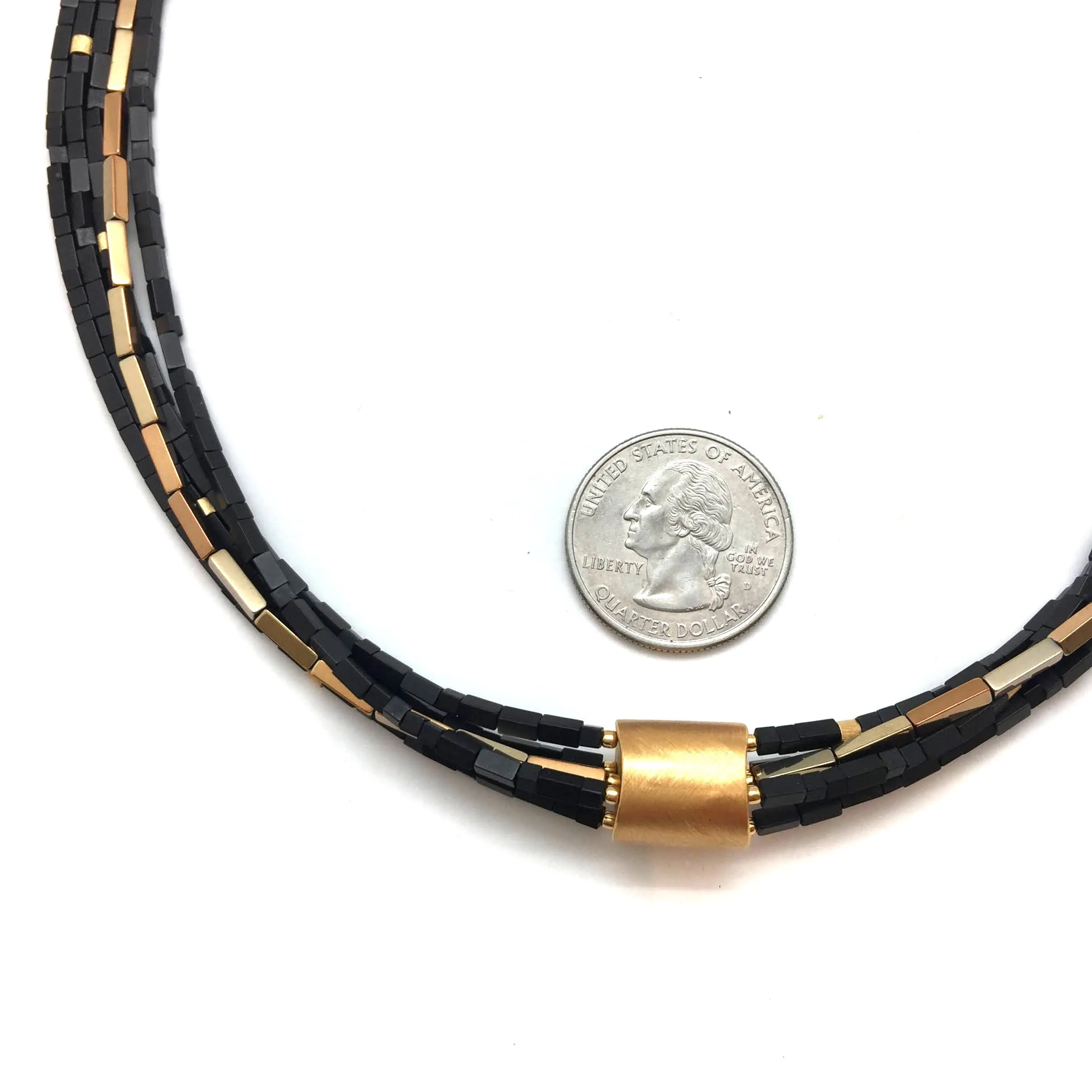 Multi-Strand Necklace with Gold Accent