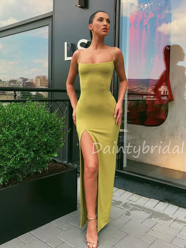 New Arrival Spaghetti Strap Side Slit Fashion Prom Dresses Evening Dresses.DB10500