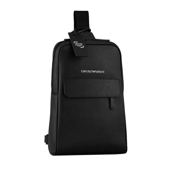 ONE-SHOULDER BACKPACK REGENERATED LEATHER Man Black 