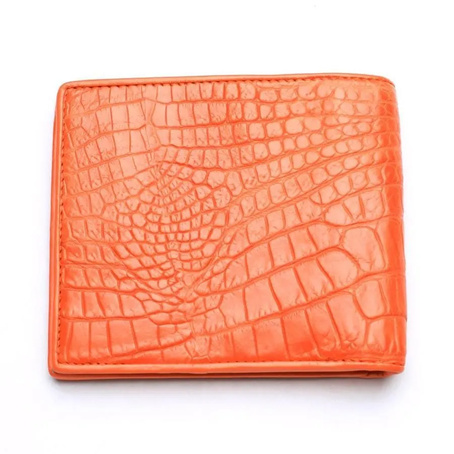 Orange Crocodile Skin Bifold Wallet