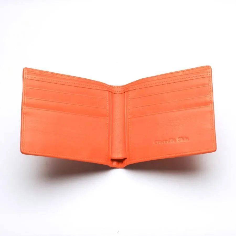 Orange Crocodile Skin Bifold Wallet