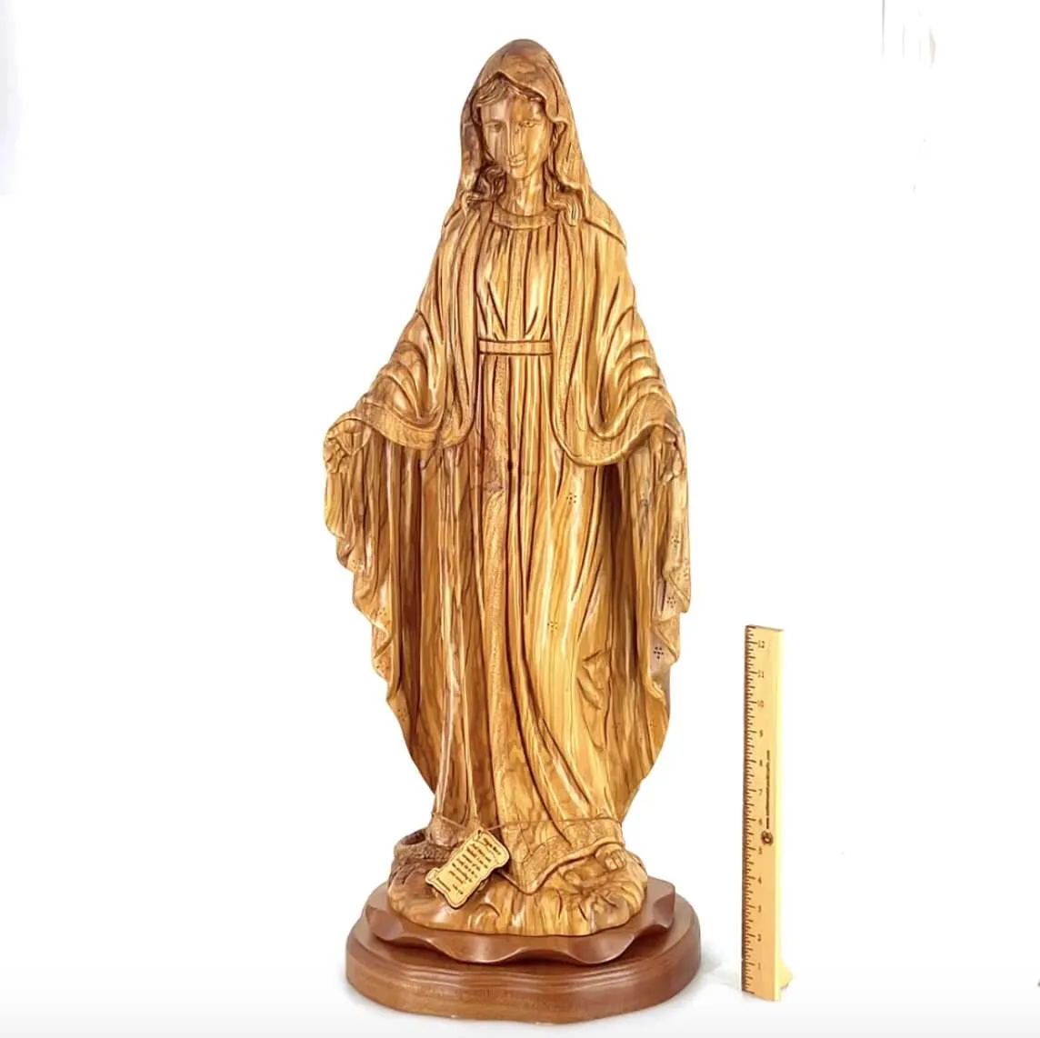 Our Lady of the Grace, Virgin Mary Masterpiece, 31.5 Olive Wood Carved Sculpture from the Holy Land