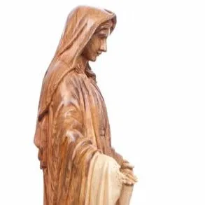 Our Lady of the Grace, Virgin Mary Masterpiece, 31.5 Olive Wood Carved Sculpture from the Holy Land