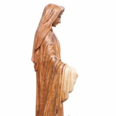 Our Lady of the Grace, Virgin Mary Masterpiece, 31.5 Olive Wood Carved Sculpture from the Holy Land