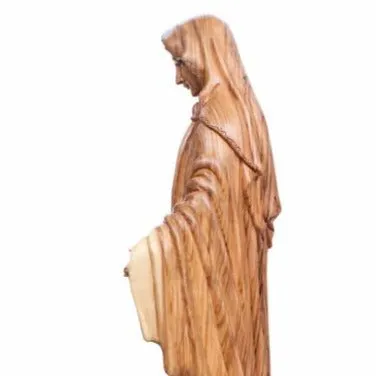 Our Lady of the Grace, Virgin Mary Masterpiece, 31.5 Olive Wood Carved Sculpture from the Holy Land