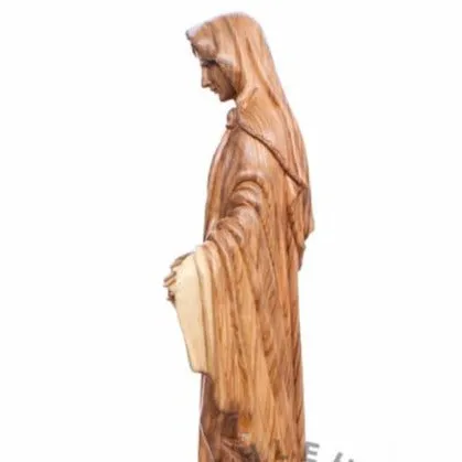 Our Lady of the Grace, Virgin Mary Masterpiece, 31.5 Olive Wood Carved Sculpture from the Holy Land