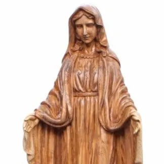 Our Lady of the Grace, Virgin Mary Masterpiece, 31.5 Olive Wood Carved Sculpture from the Holy Land