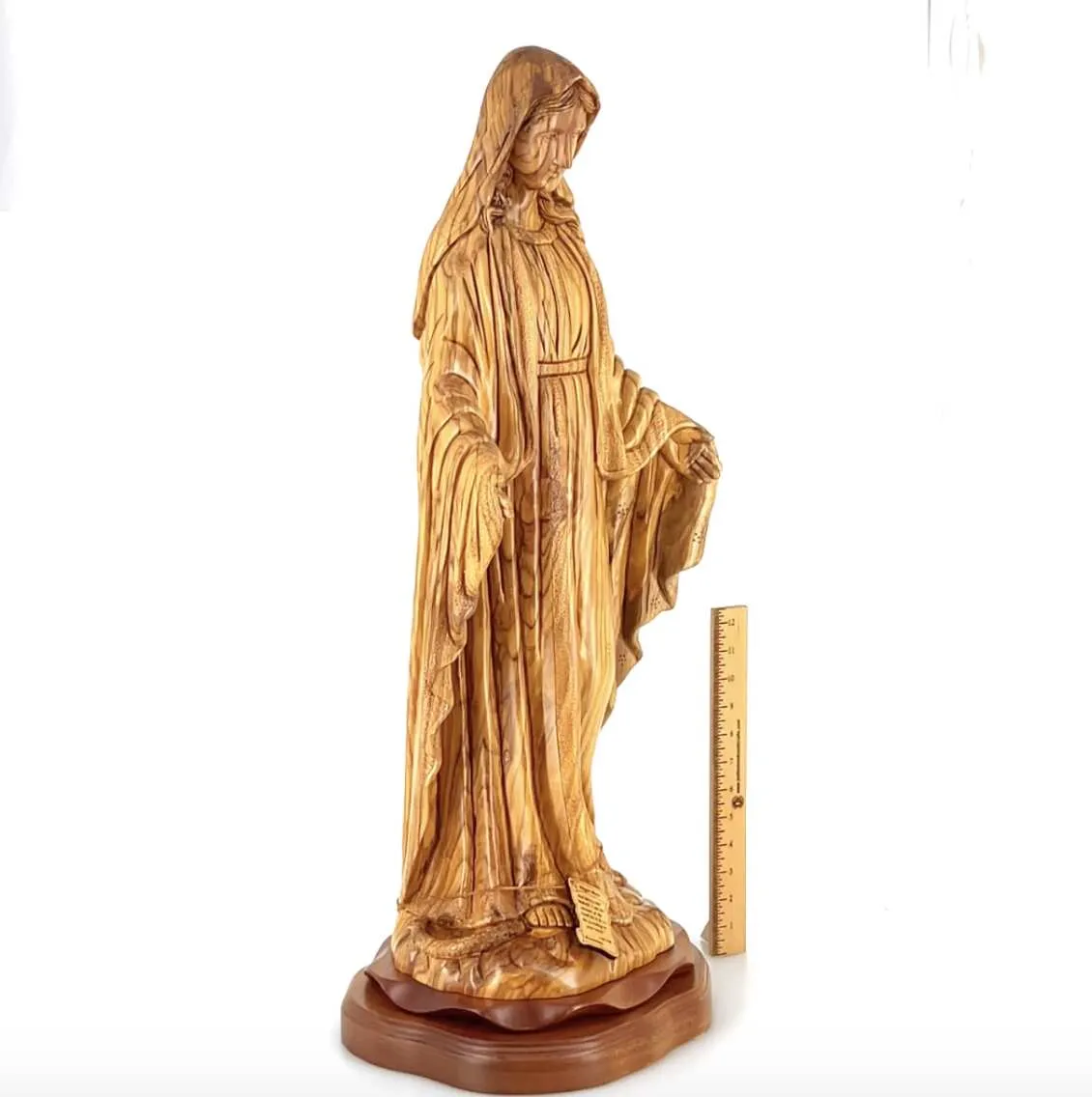 Our Lady of the Grace, Virgin Mary Masterpiece, 31.5 Olive Wood Carved Sculpture from the Holy Land