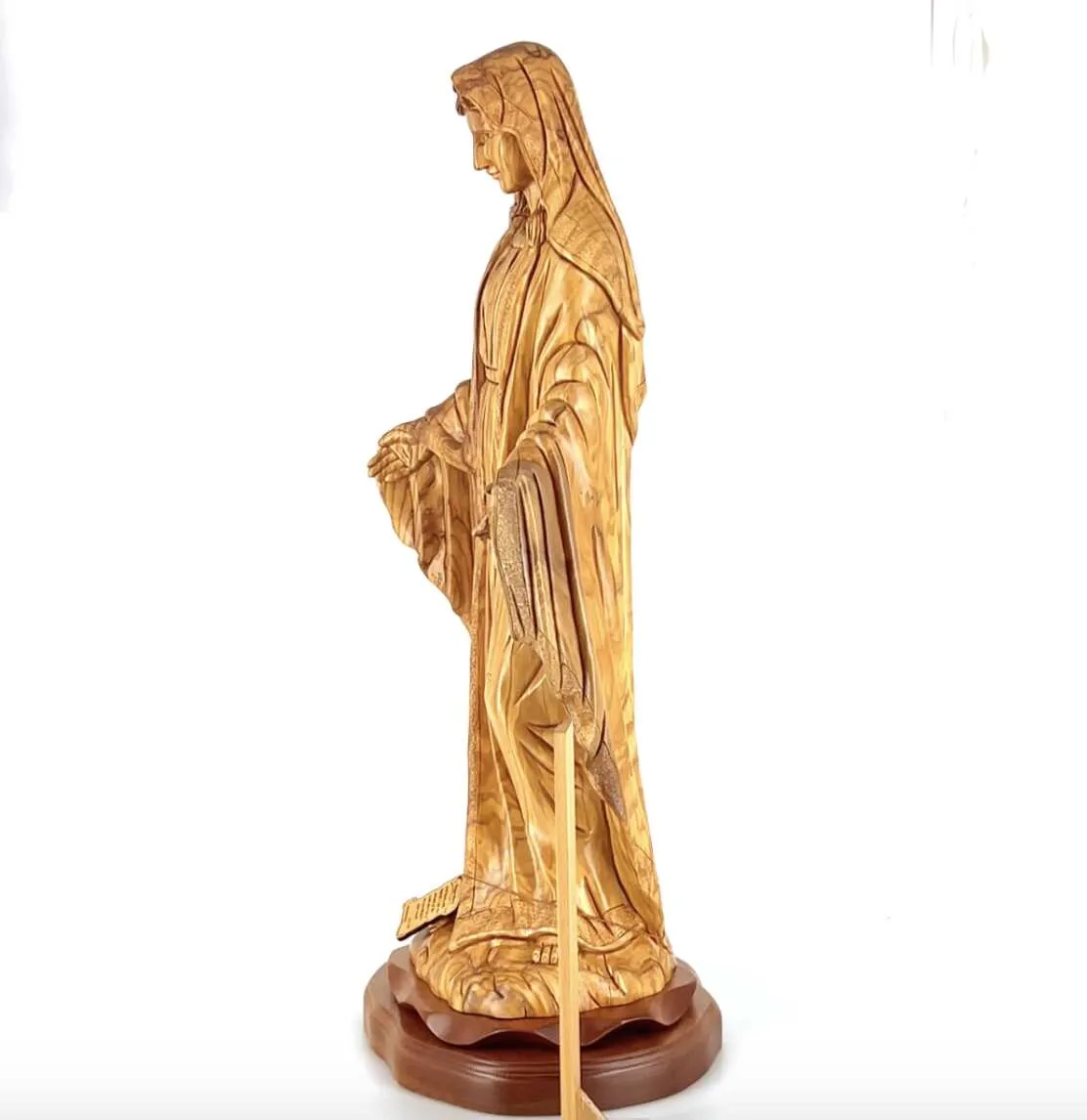 Our Lady of the Grace, Virgin Mary Masterpiece, 31.5 Olive Wood Carved Sculpture from the Holy Land