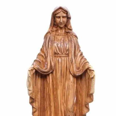 Our Lady of the Grace, Virgin Mary Masterpiece, 31.5 Olive Wood Carved Sculpture from the Holy Land