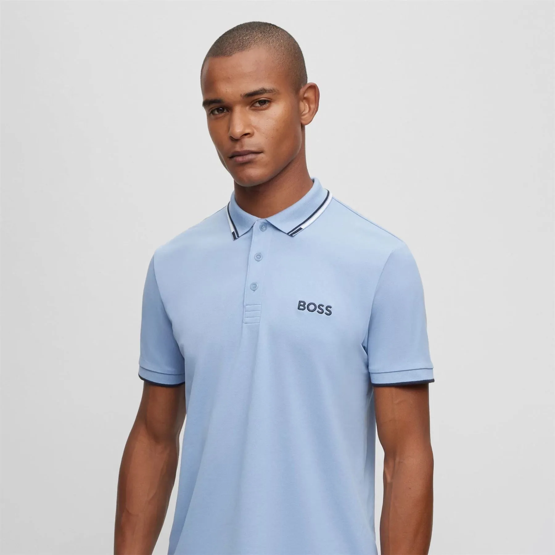 Paddy Pro Cotton Jersey Regular Fit Polo Open Blue - W23