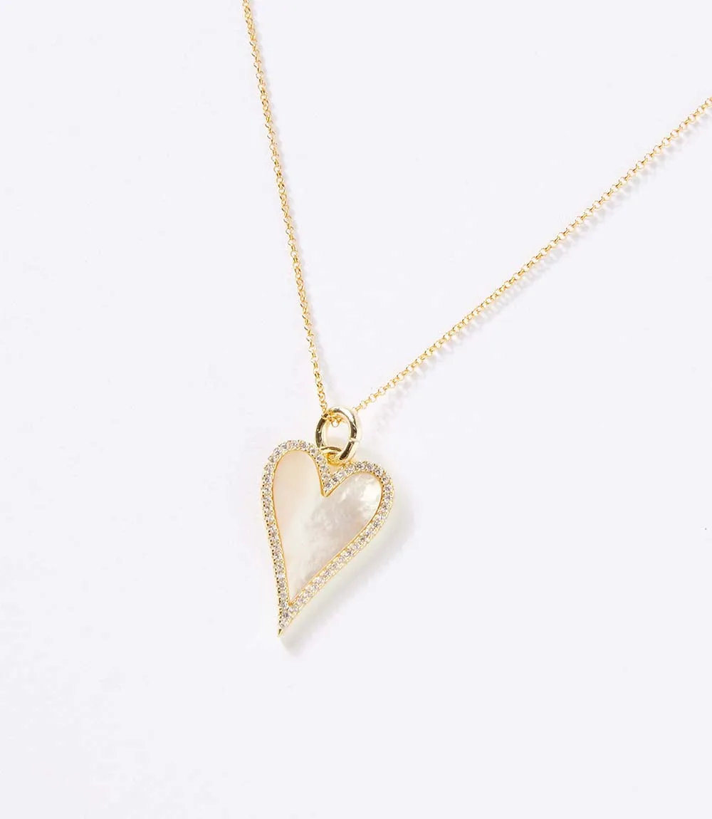 Pavé Mother Of Pearl Heart Necklace