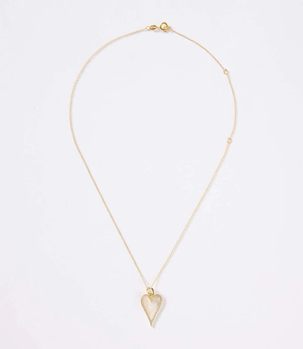 Pavé Mother Of Pearl Heart Necklace