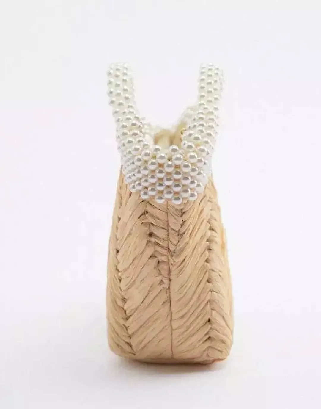 Pearl Strapped Straw Tote Bag