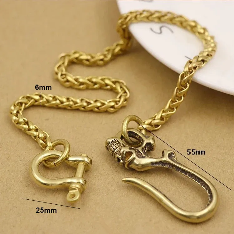 Punk Solid Brass Skull Wallet Chain