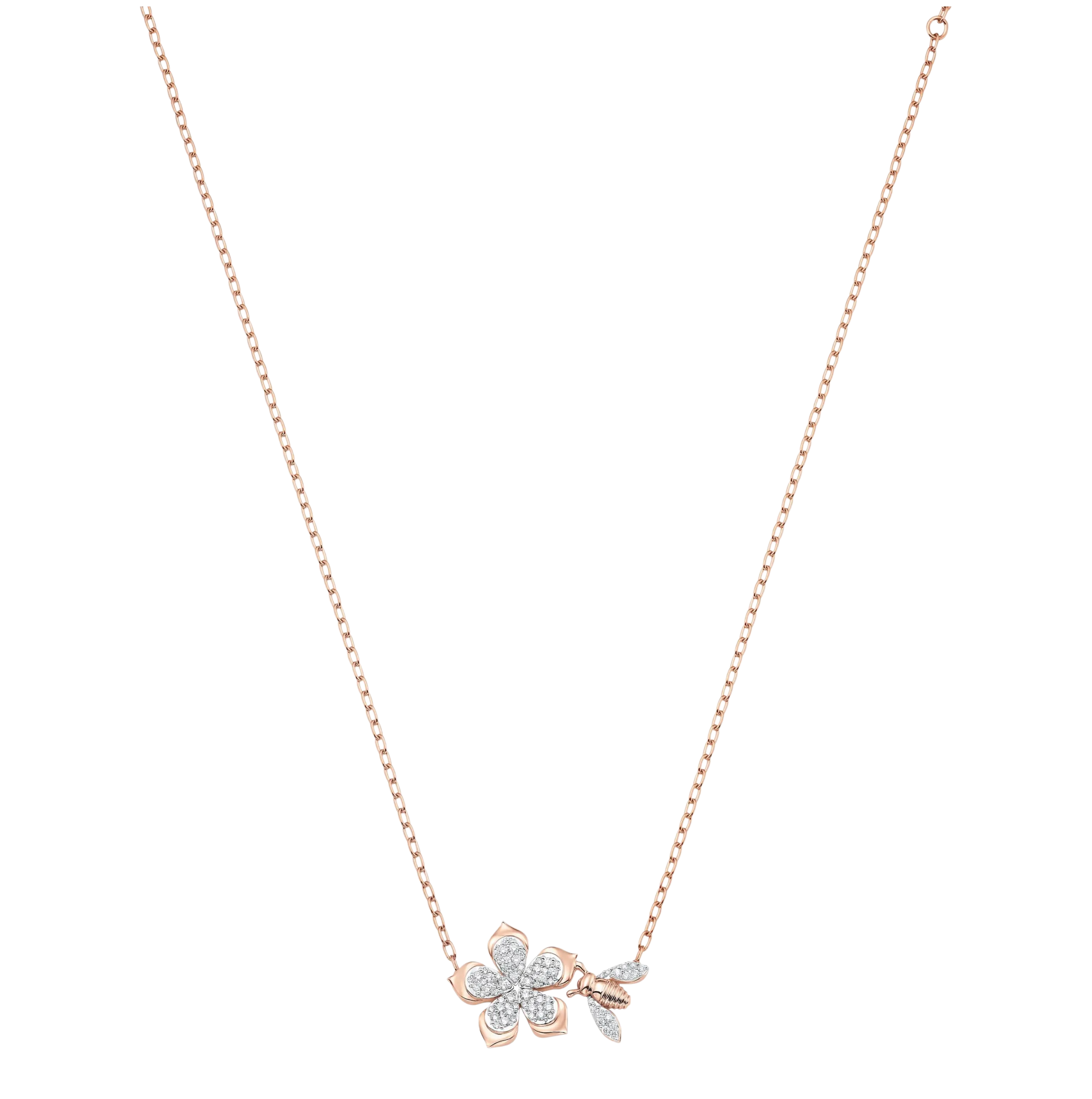 Queen Bee Gold and Diamond Full Pear Flower Necklace