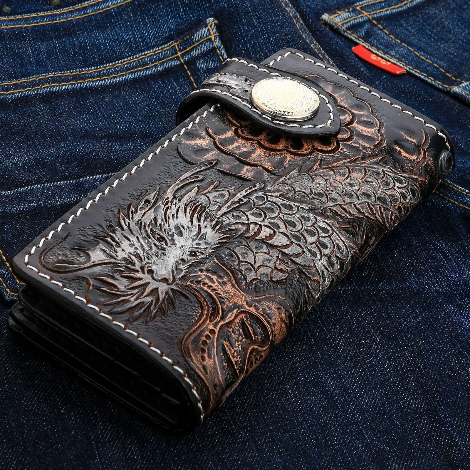 Rider Dragon Leather Biker Wallet