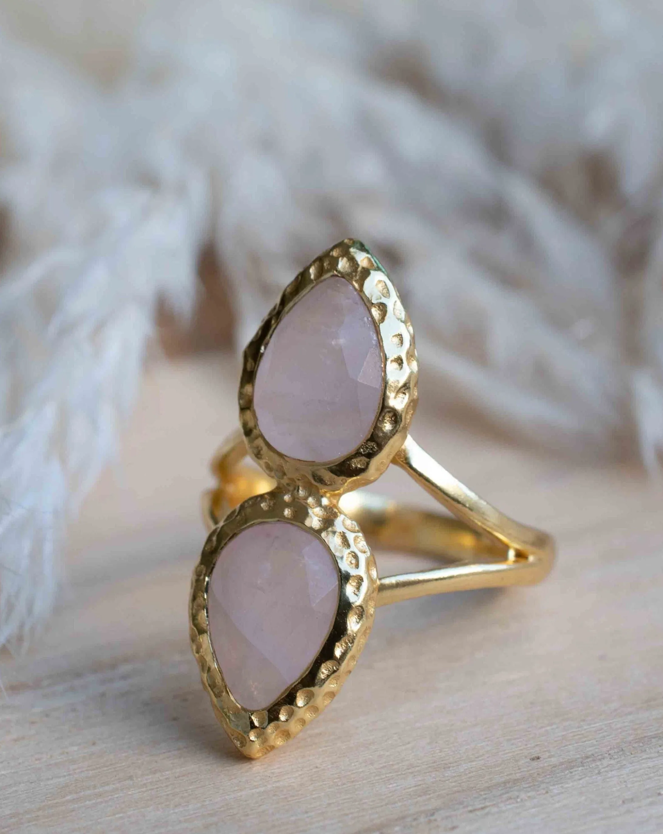 Rose Quartz Ring * 18k Gold Plated Ring * Statement Ring * Gemstone Ring * Pink * Bridal Ring * Wedding Ring *Organic Ring * Nat