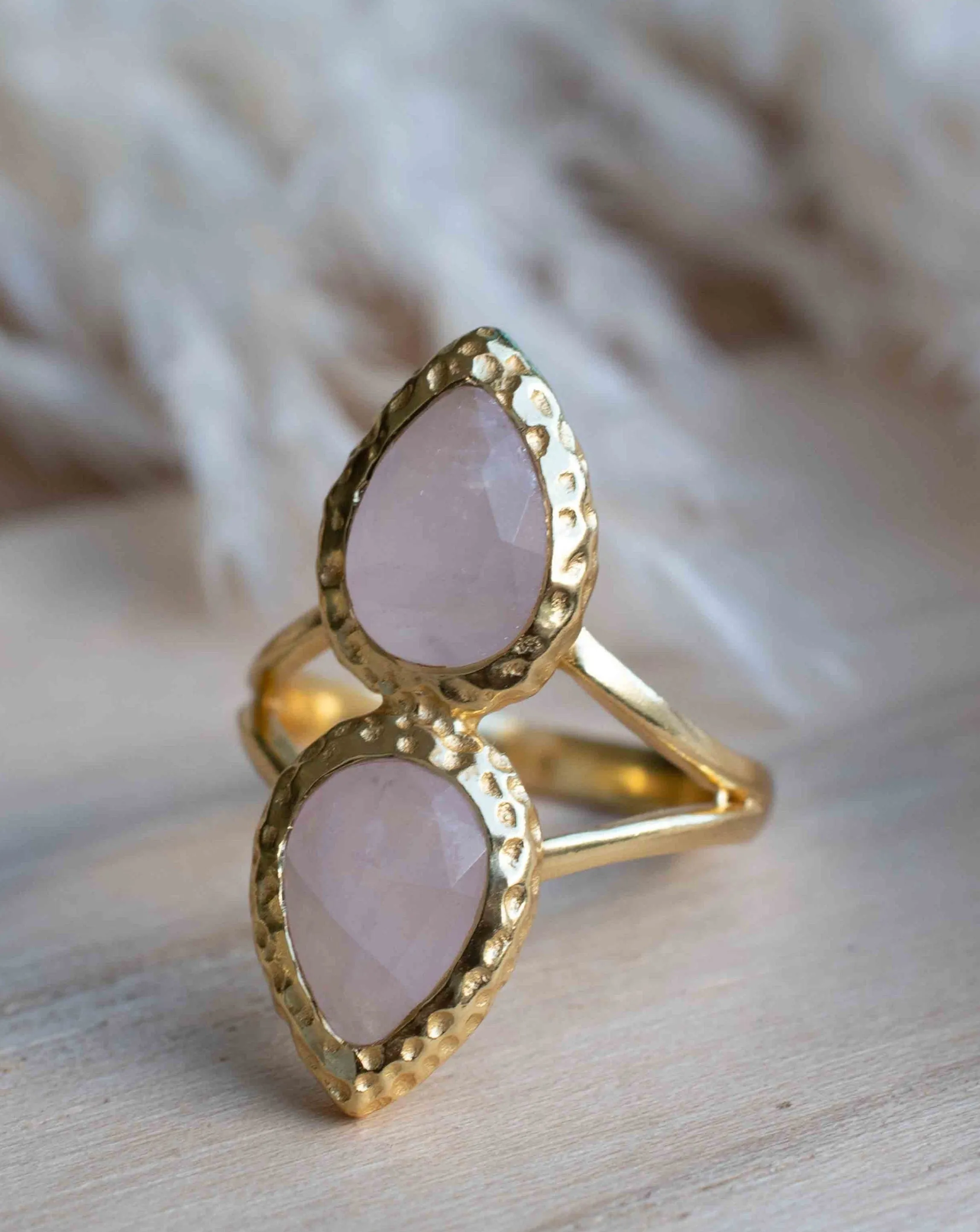 Rose Quartz Ring * 18k Gold Plated Ring * Statement Ring * Gemstone Ring * Pink * Bridal Ring * Wedding Ring *Organic Ring * Nat