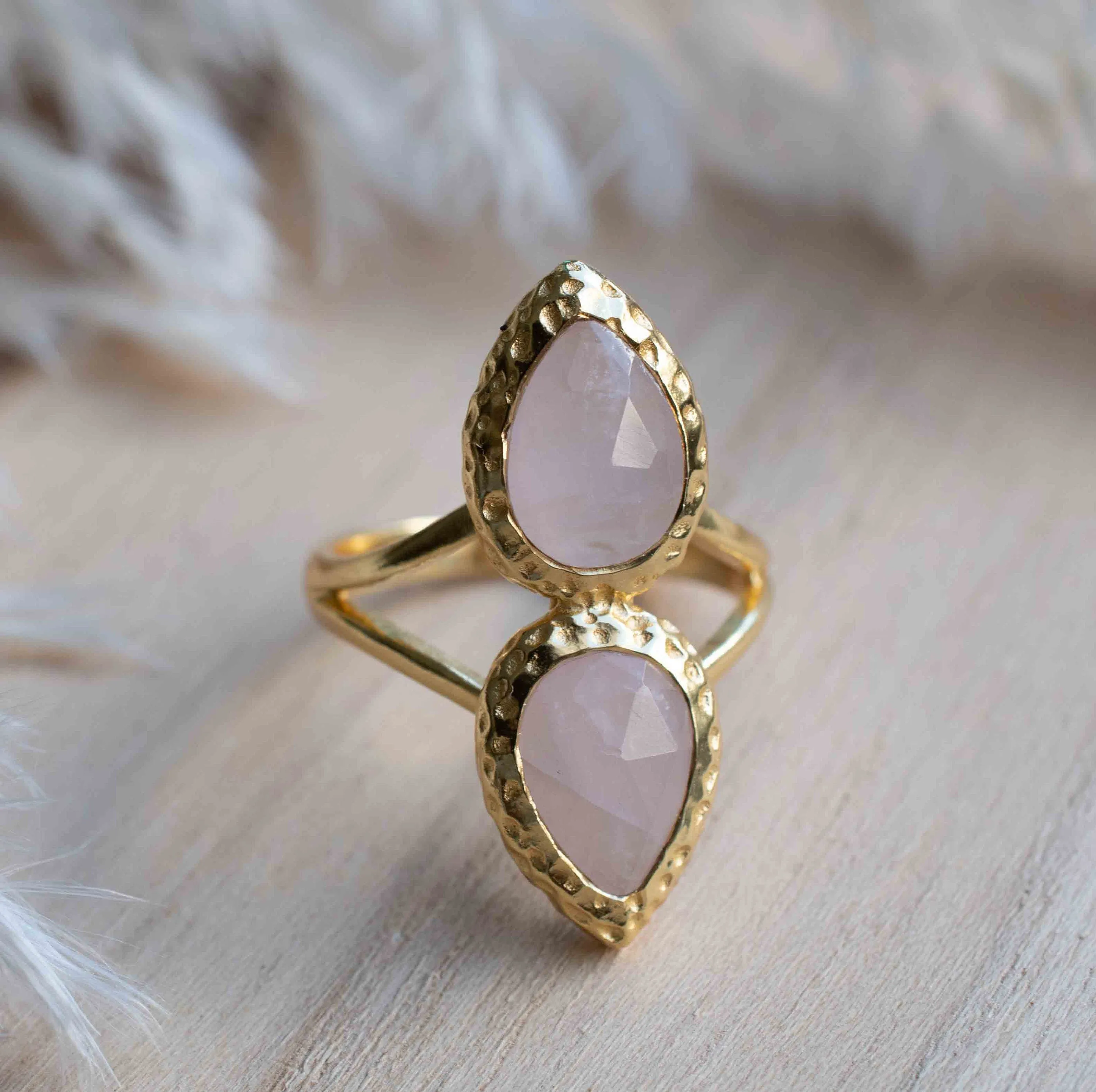 Rose Quartz Ring * 18k Gold Plated Ring * Statement Ring * Gemstone Ring * Pink * Bridal Ring * Wedding Ring *Organic Ring * Nat