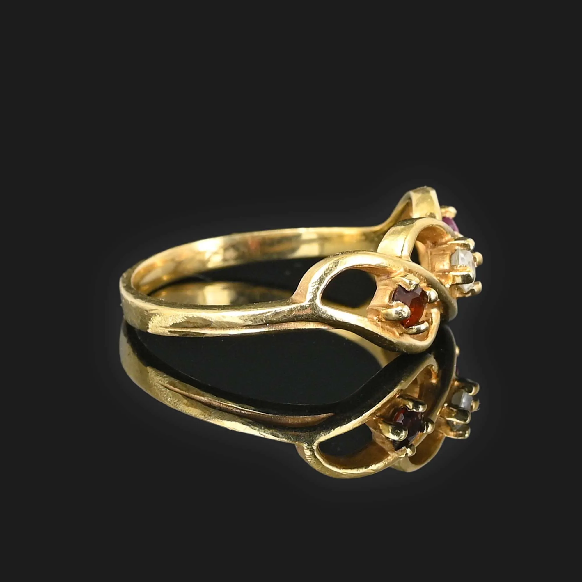 Ruby Garnet Spinel Infinity Ring in 10K Gold