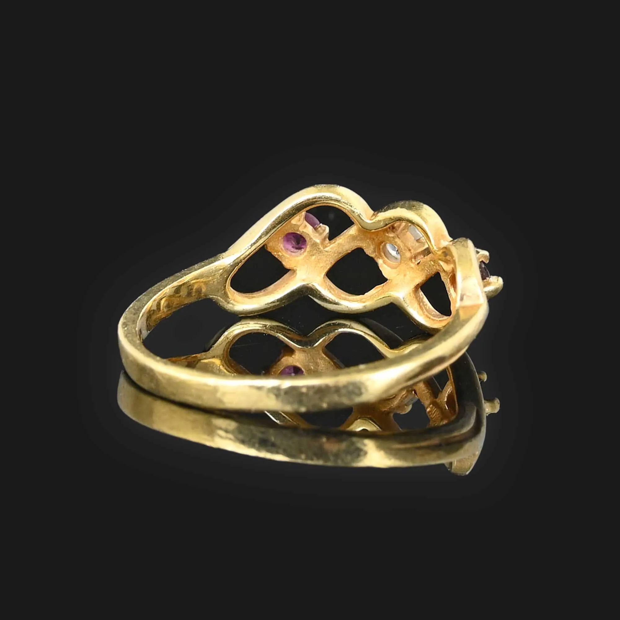 Ruby Garnet Spinel Infinity Ring in 10K Gold