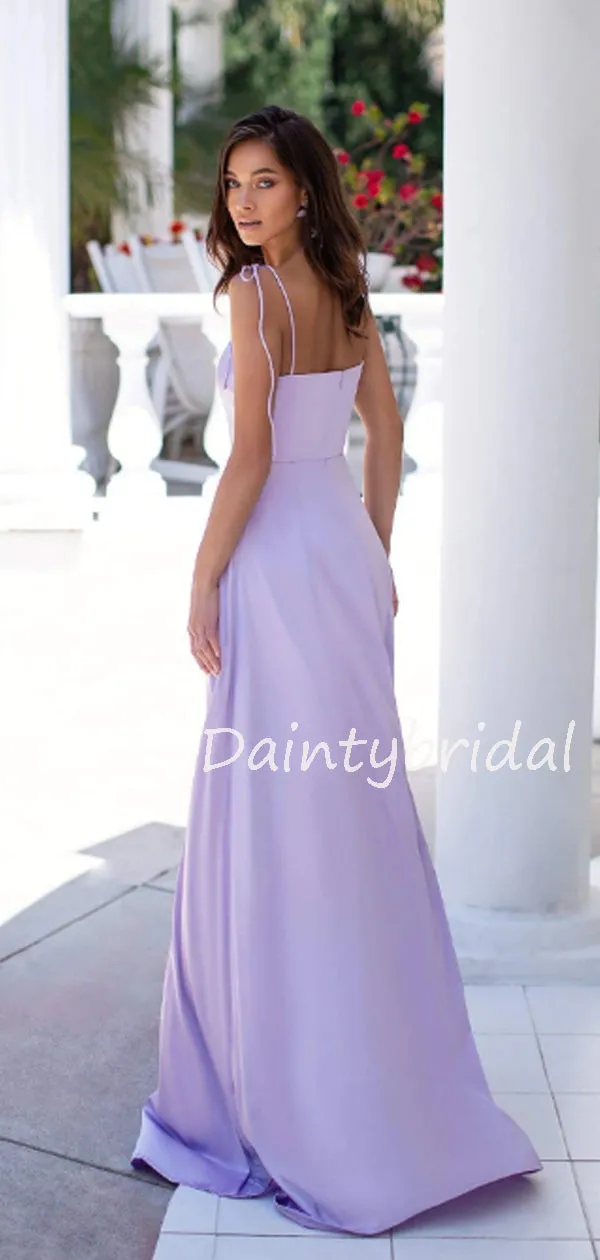 Sexy Spaghetti Strap Side Slit Long Prom Dresses Evening Dresses.DB10540