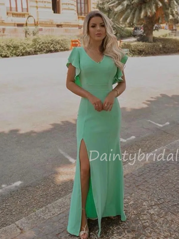 Sexy V-neck Side Slit Long Prom Dresses Evening Dresses.DB10446