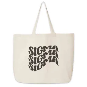 Sigma Sigma Sigma Large Canvas Sorority Tote Bag with Simple Mod Design