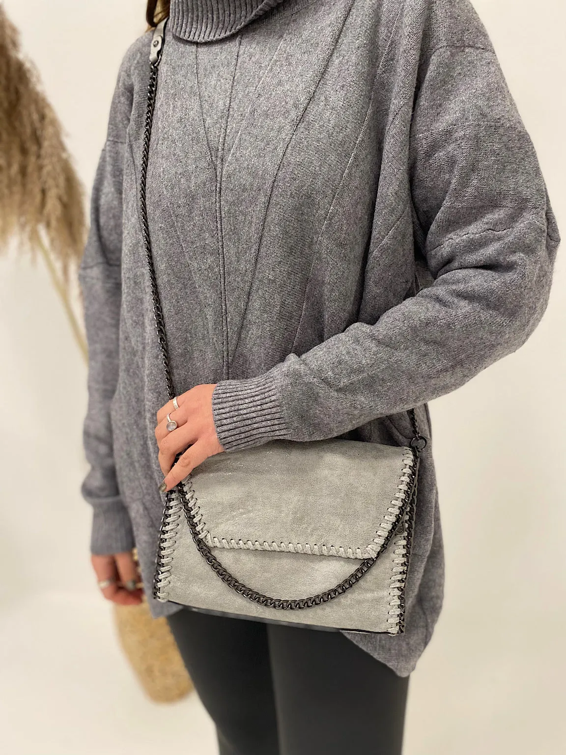 Small Grey Chain Detail Bag