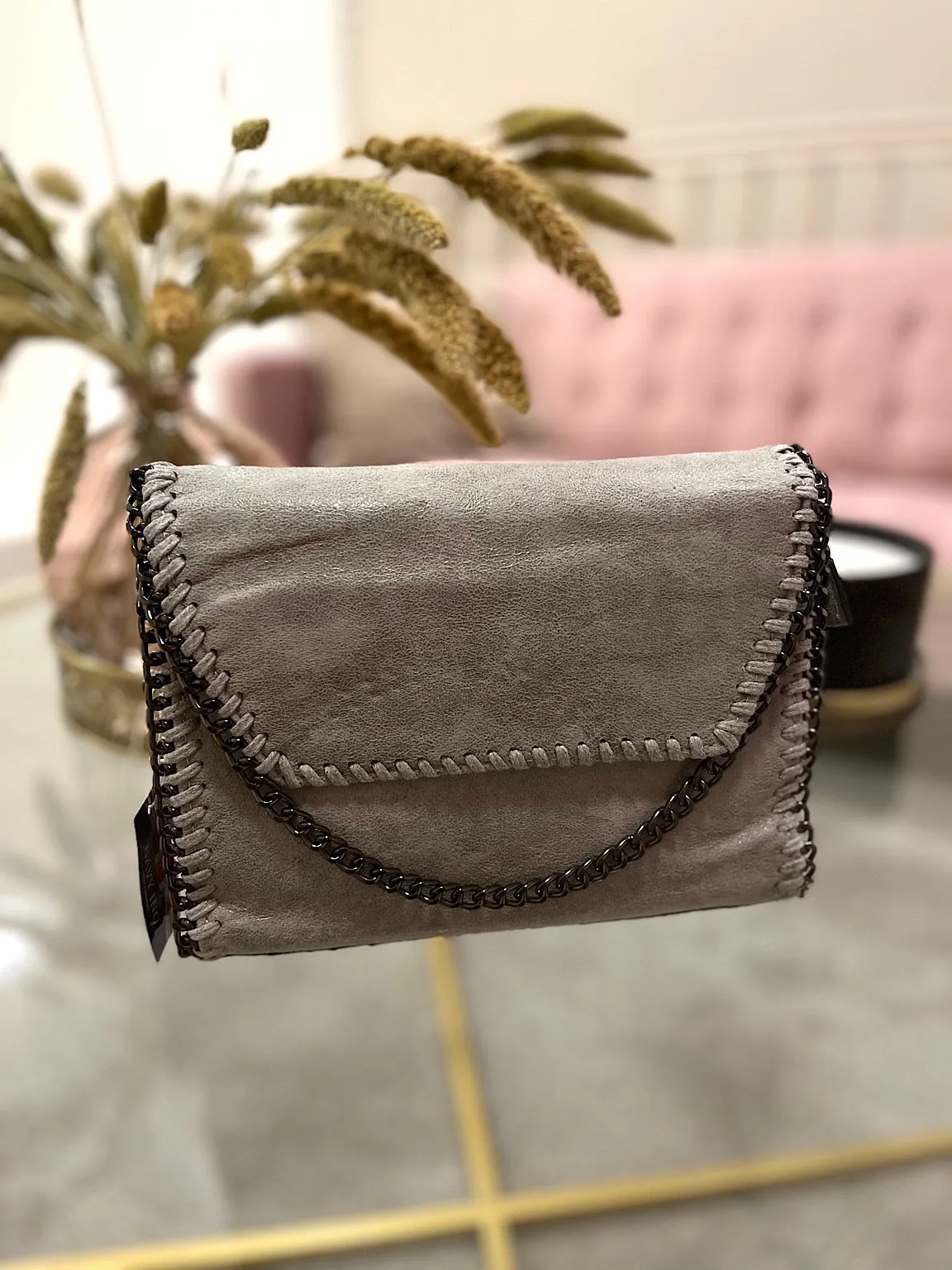 Small Grey Chain Detail Bag