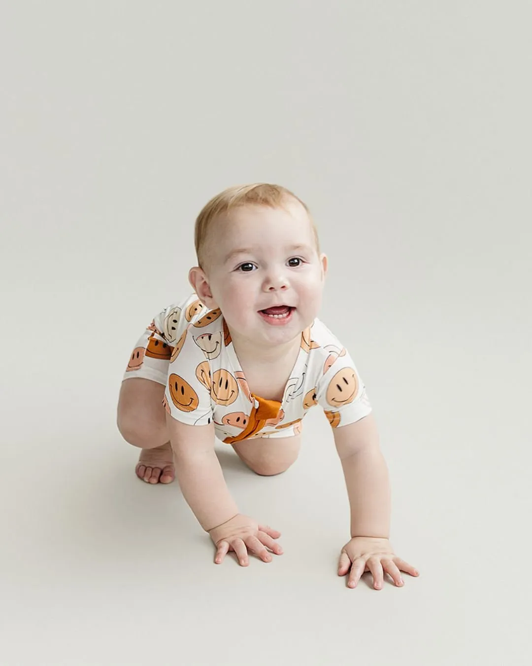 Smiley Bamboo Short Romper | Copper