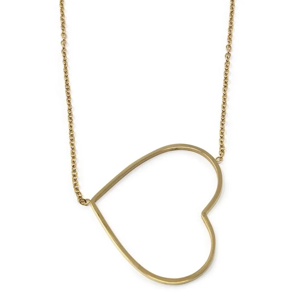 Stainless Steel Heart Necklace Gold Plated