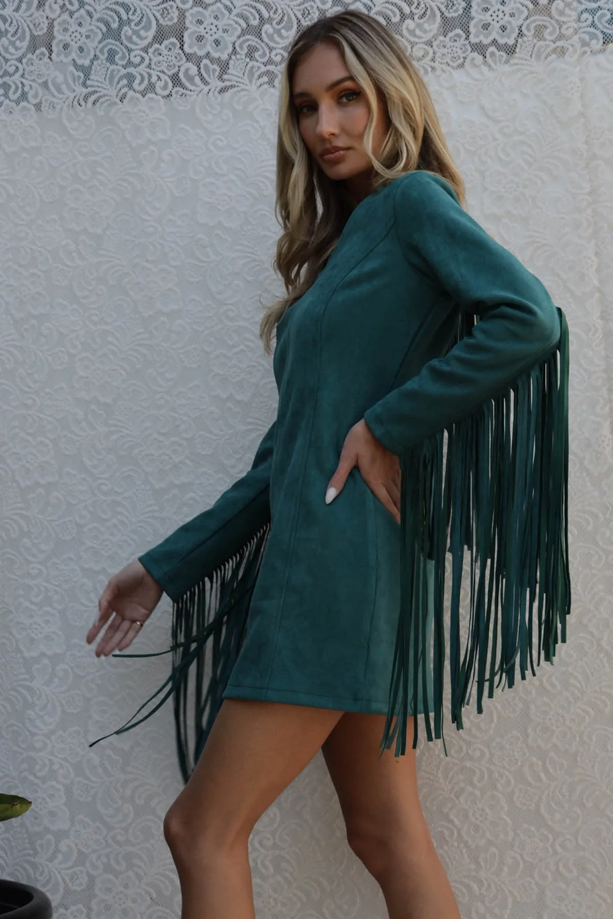 Suede Fringe Dress