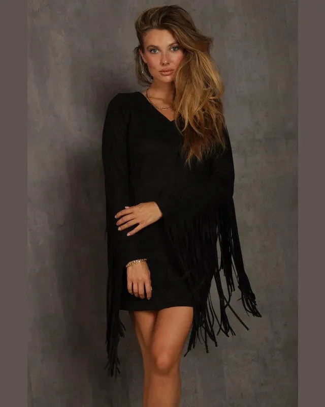 Suede Fringe Dress