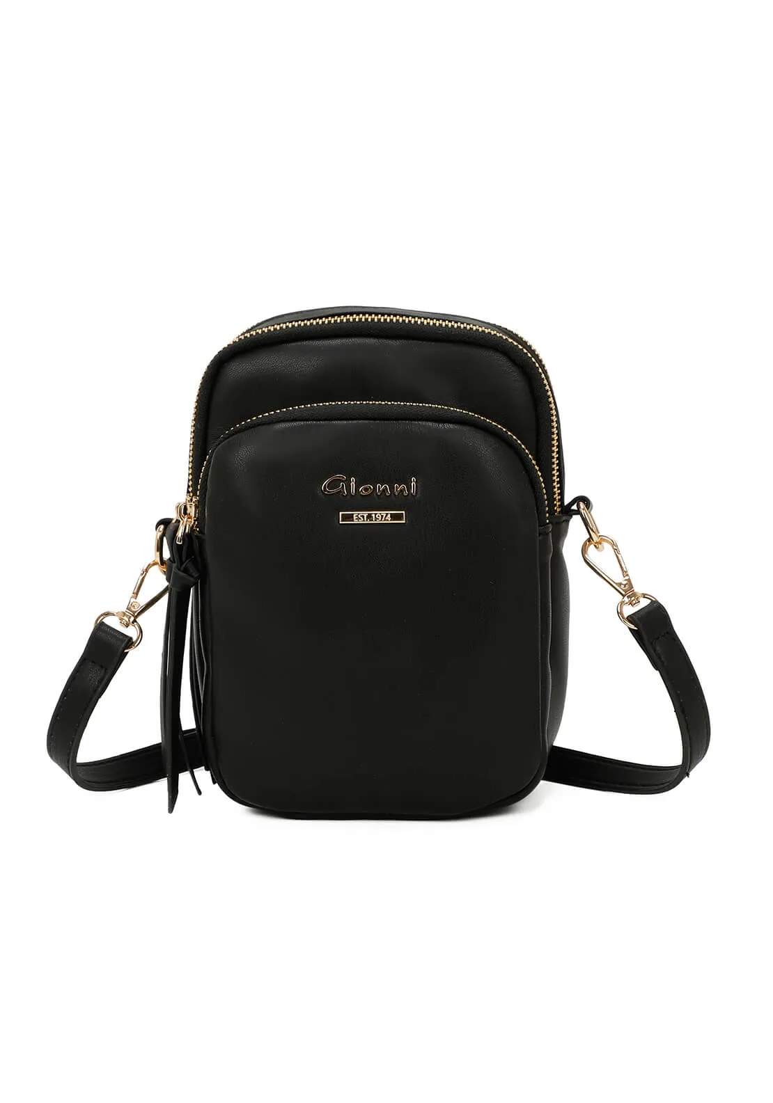 Sumba Double Zip Crossbody Bag - Black