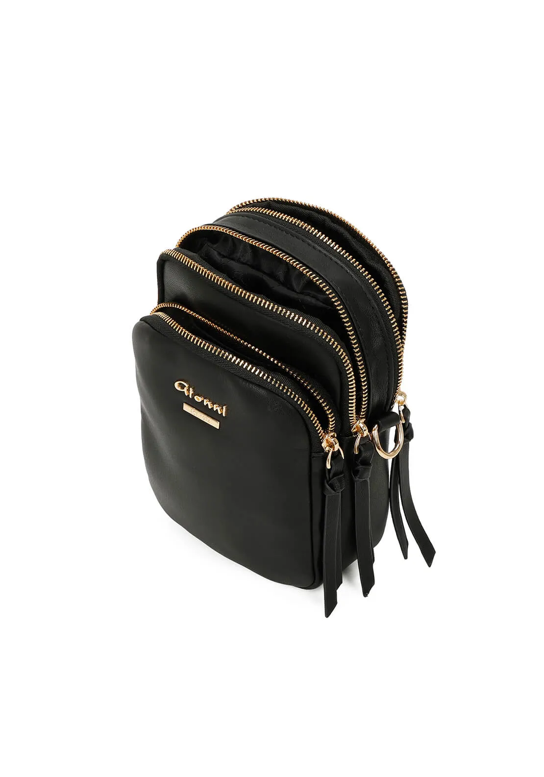 Sumba Double Zip Crossbody Bag - Black