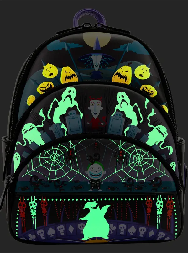 The Nightmare Before Christmas Glow Triple Pocket Mini Backpack