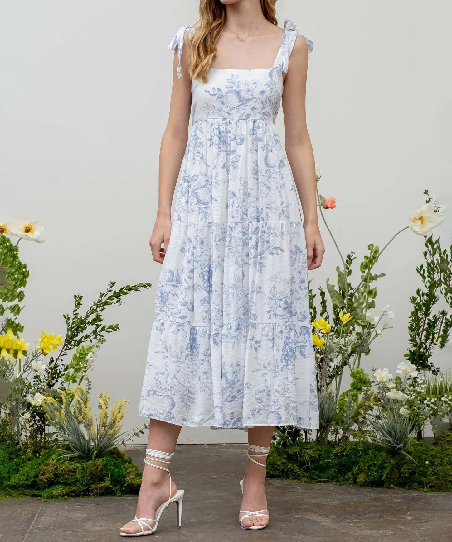 Tiered Midi Dress - Blue