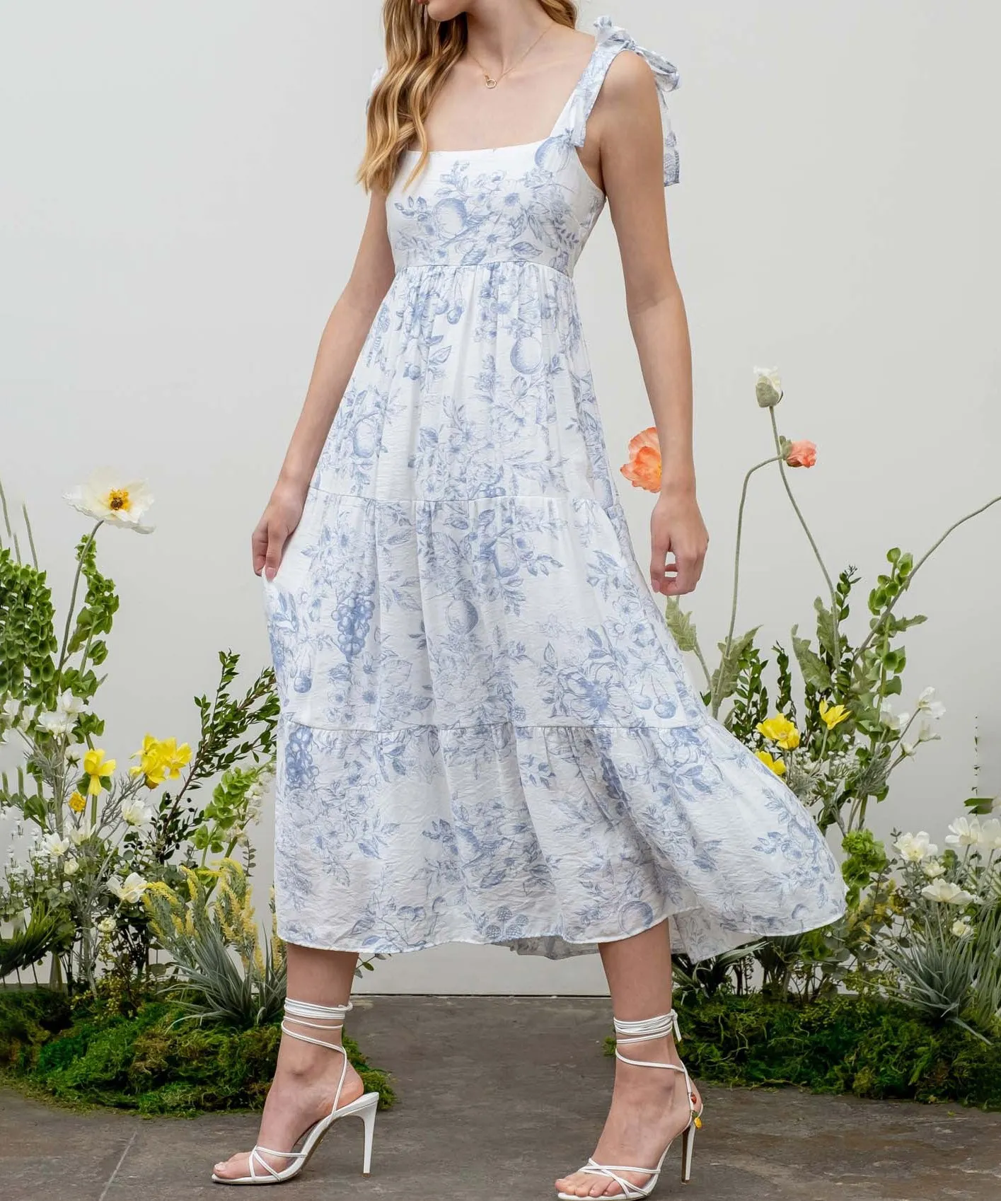 Tiered Midi Dress - Blue