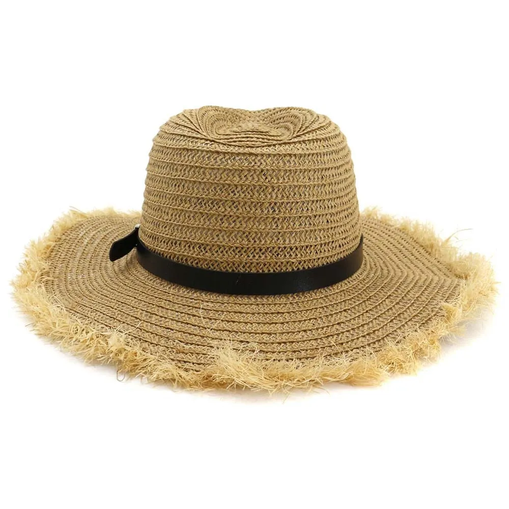 Unisex Summer Casual Belt Buckle Furry Wide Brim Jazz Fedora Hat