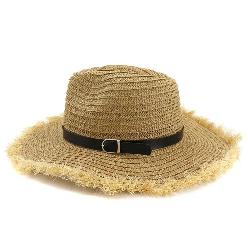 Unisex Summer Casual Belt Buckle Furry Wide Brim Jazz Fedora Hat