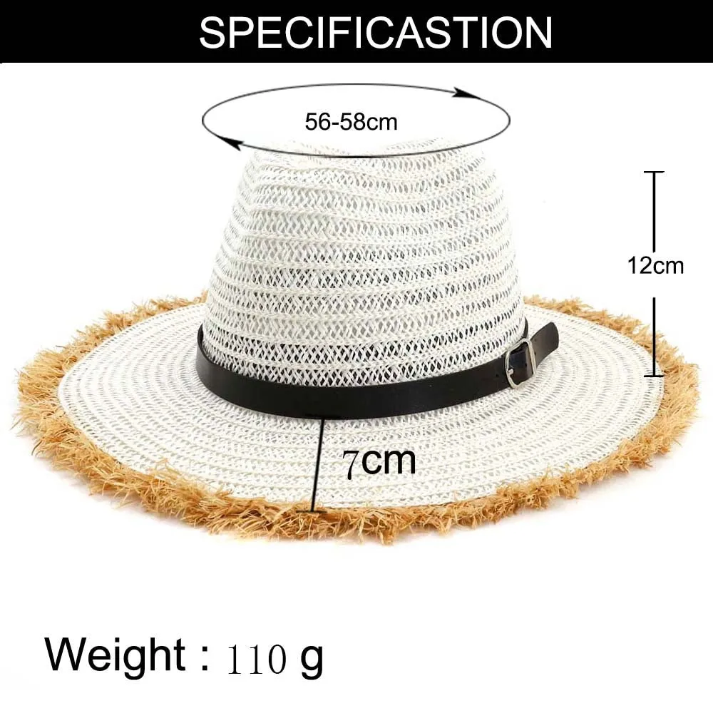 Unisex Summer Casual Belt Buckle Furry Wide Brim Jazz Fedora Hat