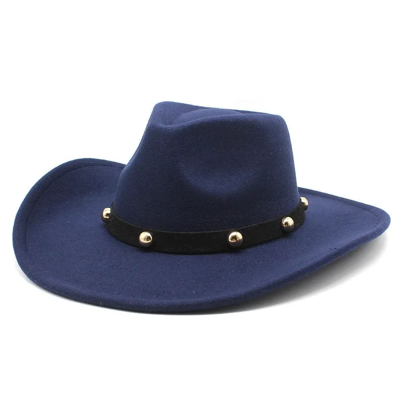 Unisex Winter Vintage Solid Pattern Curved Brim Jazz Fedora Western Hat