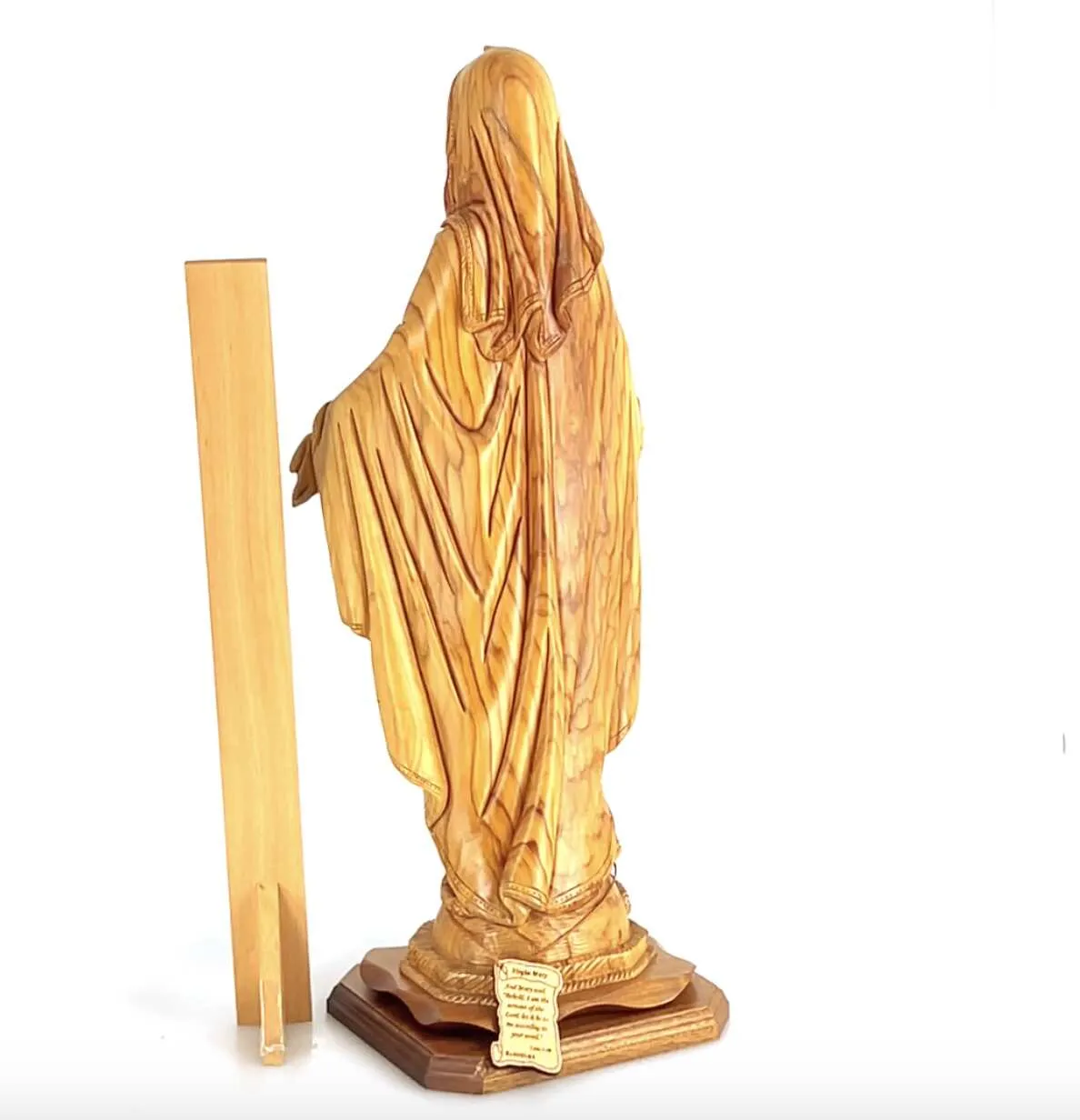 Virgin Mary Our Lady of Grace Statute, 22.8 Carved from the Holy Land Olive Wood