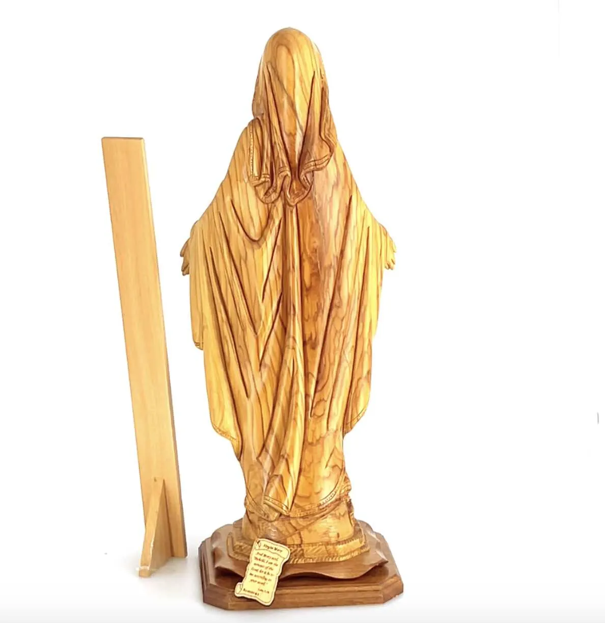 Virgin Mary Our Lady of Grace Statute, 22.8 Carved from the Holy Land Olive Wood