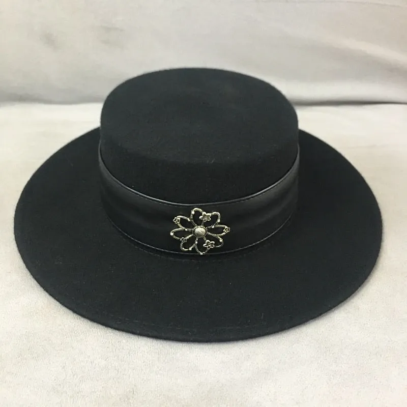 Winter British Fashion Black Wool Ceiling Large Eaves Edition Fedora Hat