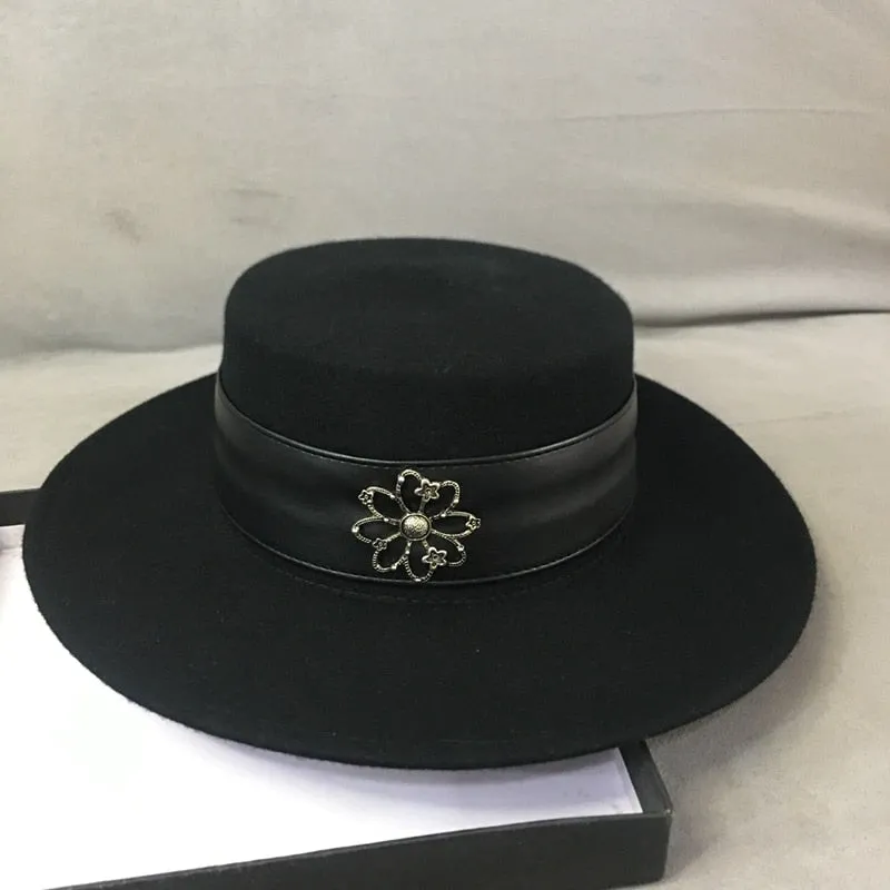 Winter British Fashion Black Wool Ceiling Large Eaves Edition Fedora Hat